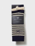 Crew Clothing Patterned Bamboo Socks, Pack of 3, Navy/Cream