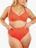 Oola Lingerie Mesh Control High Waist Knickers, Orange