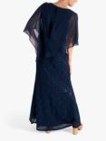 chesca Sequin Lace Cape Maxi Dress, Navy