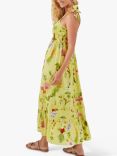 Accessorize Botanical Print Cotton Linen Blend Maxi Dress, Yellow/Multi