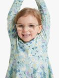 Polarn O. Pyret Kids' Floral Print Pleated Dress, Blue