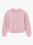 Polarn O. Pyret Kids' Organic Cotton Knit Bobble Detail Cardigan, Pink