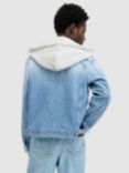 AllSaints Spirit Organic Cotton Hooded Denim Jacket, Indigo Blue