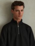 Reiss Barret Textured Half Zip Sweatshirt, Black