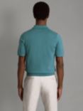 Reiss Maxwell Merino Zip Neck Polo Shirt, Ocean Green