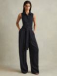 Reiss Petite Perla Linen Blend Jumpsuit, Navy