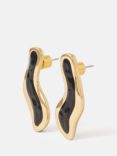 Jigsaw Organic Enamel Inlay Earrings, Gold/Black