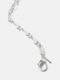 Jigsaw Trombone Link Chain T-Bar Necklace, Silver