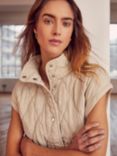 Mint Velvet Washed Quilted Gilet, Cream