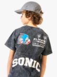 Angel & Rocket Kids' Sonic Black Seam Detail Print T-Shirt, Black