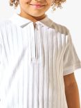 Angel & Rocket Kids' Hartley Textured Rib Quarter Zip Polo Shirt, White