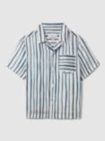 Reiss Kids' Rava Cuban Stripe Short Sleeve Shirt