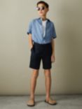 Reiss Kids' Holiday Short Sleeve Linen Shirt, Sky Blue