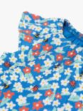 Frugi Baby Eula Organic Cotton Blend Floral Fun Playsuit, Blue/Multi