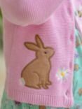 Frugi Baby Colby Organic Cotton Rabbit Applique Cardigan, Pink