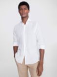 Moss Tailored Fit Linen Long Sleeve Shirt, White