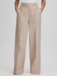 Reiss Odette Wide Leg Pinstripe Trousers, Neutral