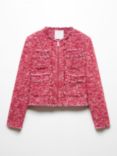 Mango Siena Cotton Blend Jacket, Bright Pink