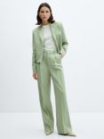 Mango Sevilla Linen Blend Wide Leg Trousers, Green