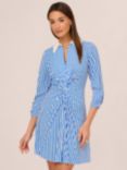 Adrianna by Adrianna Papell Stripe Print Mini Twist Dress, Blue/White