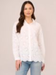 Adrianna Papell Eyelet Broderie Button Front Tunic Shirt, White