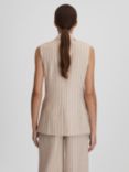 Reiss Odette Wool Linen Blend Double Breasted Pinstripe Waistcoat, Neutral