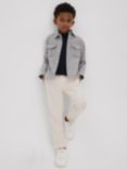 Reiss Kids' Thomas Brushed Cotton Patch Pocket Overshirt, Soft Grey