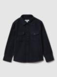 Reiss Kids' Thomas Brushed Cotton Patch Pocket Overshirt, Navy