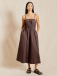 Albaray Organic Cotton Shirred Waist Sleeveless Dress, Brown