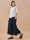 Albaray Organic Cotton Full Midi Skirt, Navy