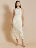 Albaray Crochet Column Midi Skirt, Cream