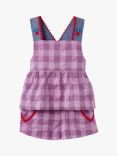 Stych Kids' Gingham Two Piece Embroidered Top and Shorts Set, Purple/Multi