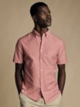 Charles Tyrwhitt Slim Fit Short Sleeve Oxford Shirt, Coral Pink
