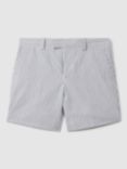 Reiss Kids' Barr Stripe Cotton Chino Shorts, Soft Blue