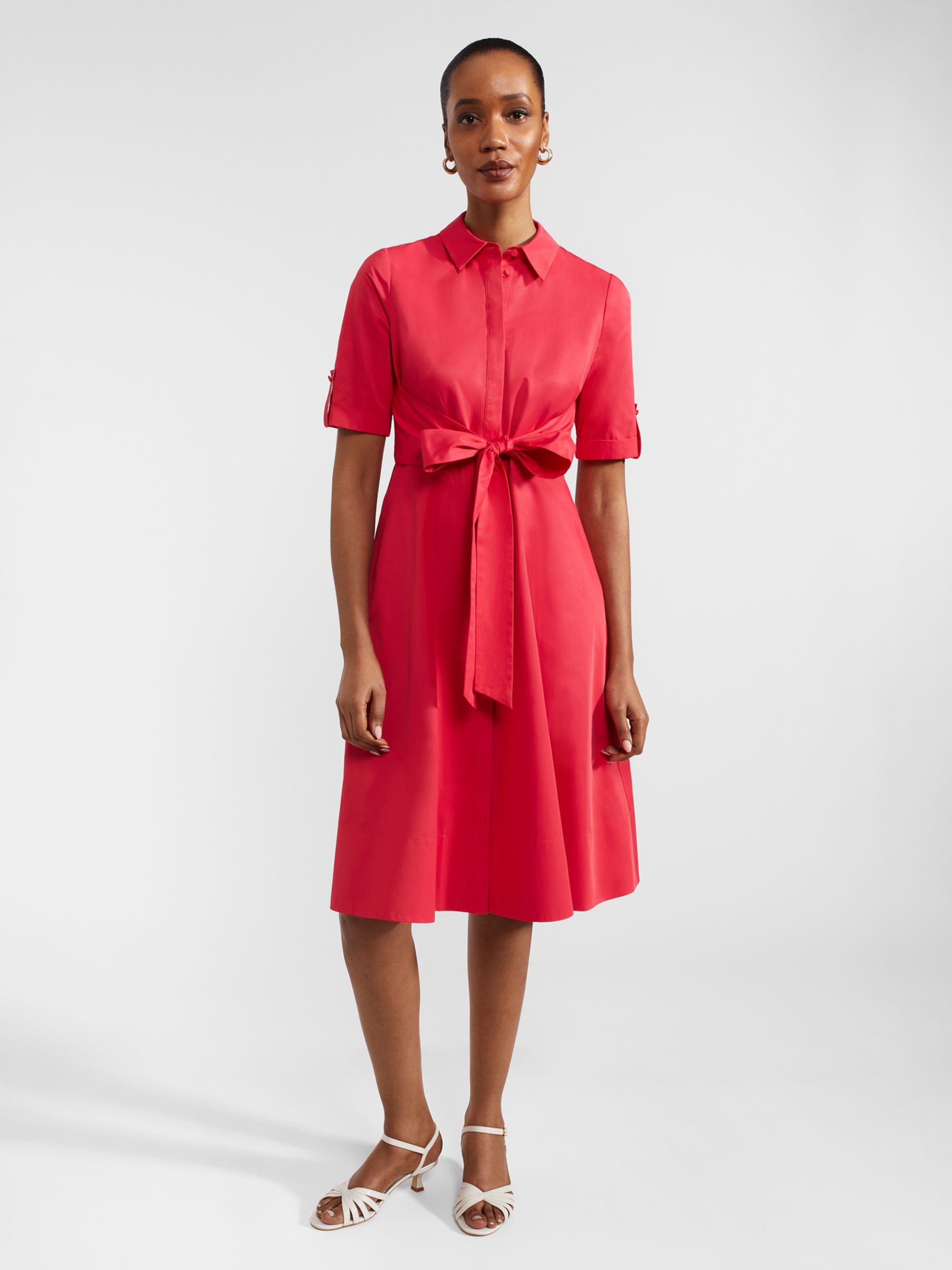 Hobbs Tarianna Belted Shirt Dress, Rouge Pink, 10