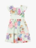 Angel & Rocket Kids' Chloe Floral Print Oversized Collar Dress, Green/Multi
