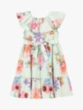 Angel & Rocket Kids' Chloe Floral Print Oversized Collar Dress, Green/Multi
