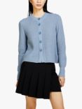 SISLEY Cotton Blend Honey Comb Buttoned Cardigan, Blue