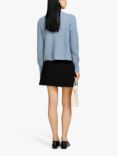 SISLEY Cotton Blend Honey Comb Buttoned Cardigan, Blue