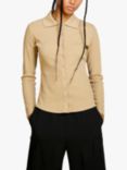 SISLEY Fitted Ribbed Shirt, Beige