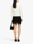 SISLEY Deep V-Neck Ruched Front Blouse, Cream