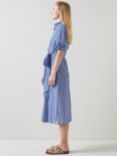 L.K.Bennett Soleil Seersucker Check Midi Shirt Dress, Blue/White