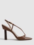 Reiss Joy Asymmetric Heel Sandals, Tan