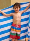 Crew Clothing Kids' Block Stripe Print Swim Shorts, Multi