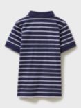 Crew Clothing Kids' Striped Pique Short Sleeved Polo Shirt, Navy/White