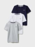 Crew Clothing Kids' Plain Cotton T-Shirts, Pack of 3, Grey/White/Navy