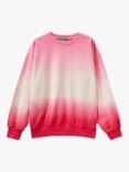 Benetton Kids' Ombre Crew Neck Sweatshirt, Pink/Multi