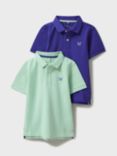 Crew Clothing Kids' Pique Short Sleeved Polo Shirt, Pack of 2, Green/Blue