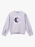 Benetton Kid's Sequin Flower Sweatshirt, Mauve