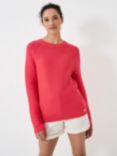 Crew Clothing Textured Stitch Crew Neck Jumper, Bright Pink